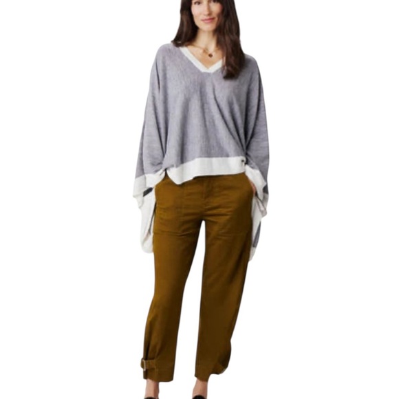 Mersea Knit Avalon Poncho in Fog/Sea One Size - Picture 3 of 15